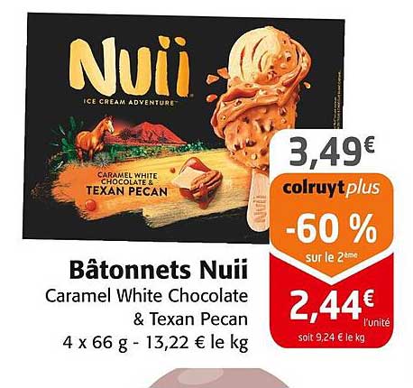 Bâtonnets Nuii Caramel White Chocolate & Texan Pecan