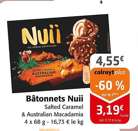 Bâtonnets Nuii Salted Caramel & Australian Macadamia