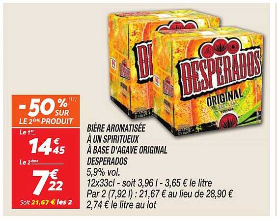 BIÈRE AROMATISÉE À UN SPIRITUEUX À BASE D'AGAVE ORIGINAL DESPERADOS
