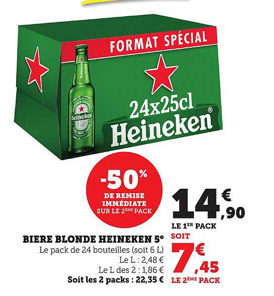 BIERE BLONDE HEINEKEN 5°