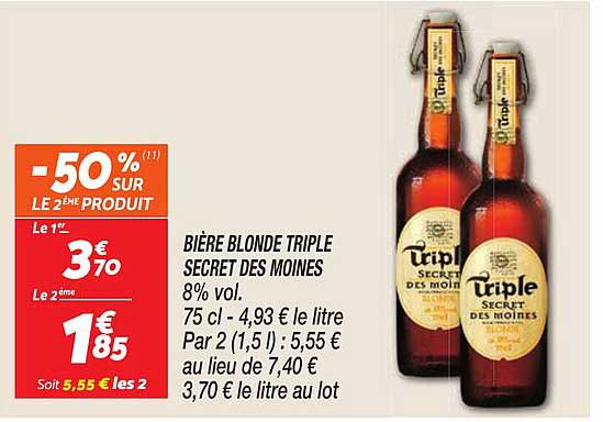 BIÈRE BLONDE TRIPLE SECRET DES MOINES