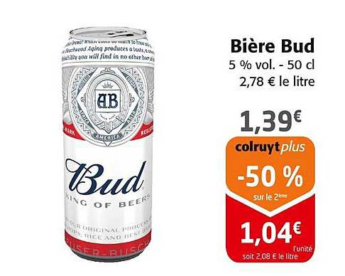Bière Bud 5 % vol. - 50 cl