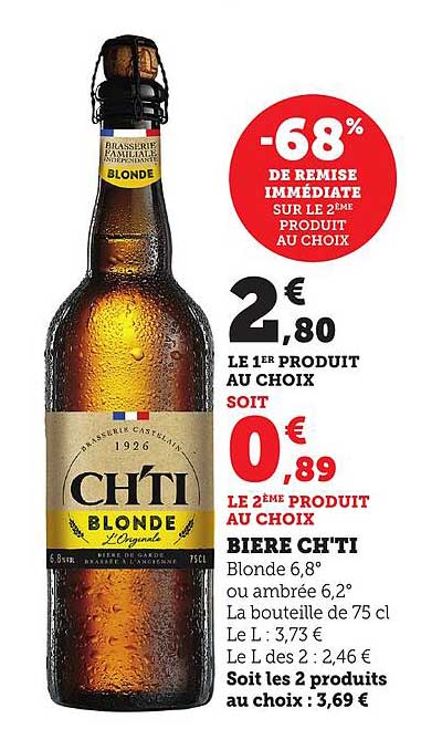 Bière Ch'ti Blonde 6,8° ou ambrée 6,2°