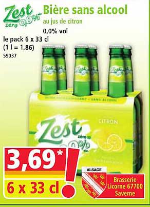 Bière sans alcool au jus de citron