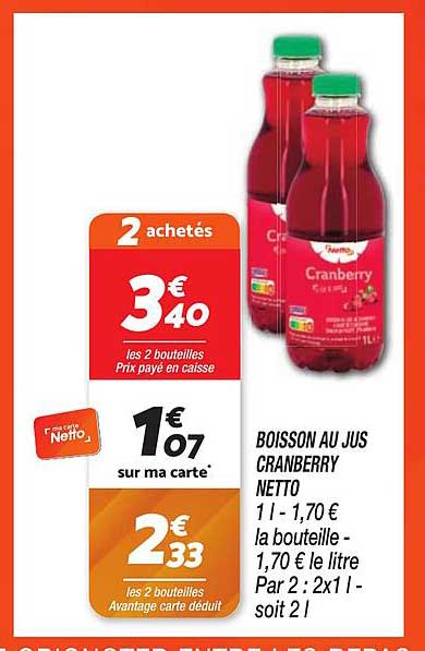 BOISSON AU JUS CRANBERRY NETTO