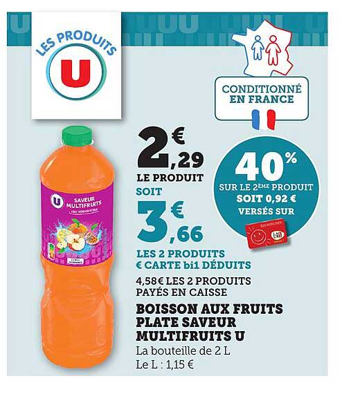 Boisson aux fruits plate saveur multifruits U