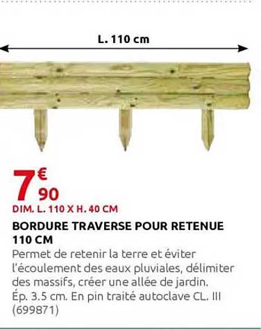 BORDURE TRAVERSE POUR RETENUE 110 CM
