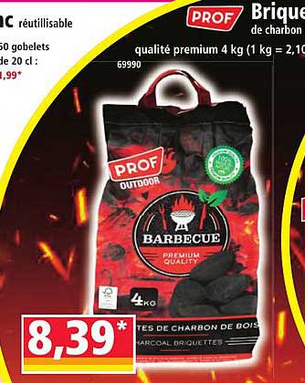 Briquettes de charbon de bois PROF 4 kg