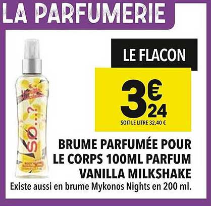 BRUME PARFUMÉE POUR LE CORPS 100ML PARFUM VANILLA MILKSHAKE