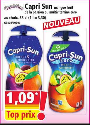 Capri Sun mangue fruit de la passion ou multivitamine zéro