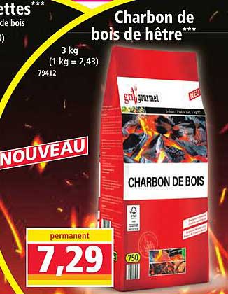 Charbon de bois de hêtre