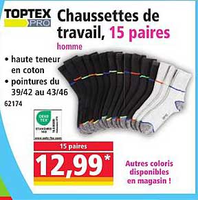 Chaussettes de travail, 15 paires