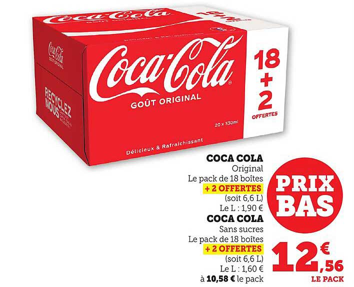Coca-Cola Original Le pack de 18 boîtes + 2 offertes