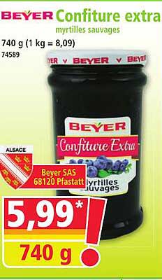 Confiture extra myrtilles sauvages