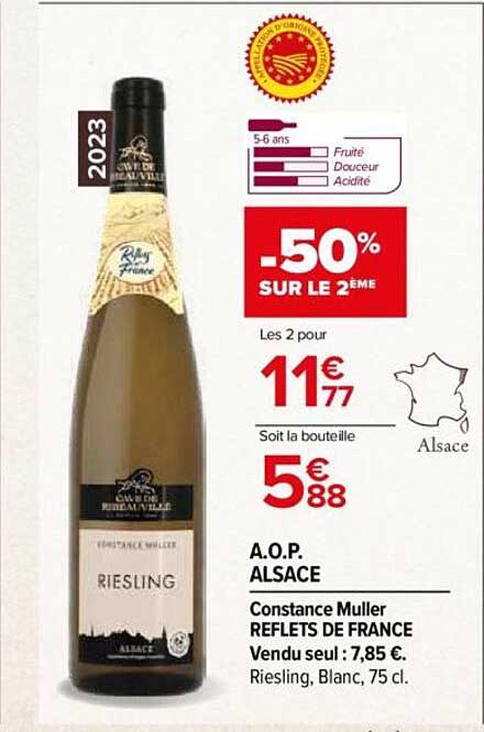 Constance Muller REFLETS DE FRANCE Riesling, Blanc, 75 cl