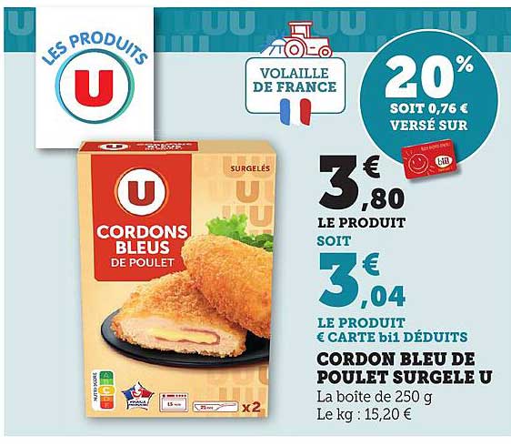 Cordon Bleu de Poulet Surgelé U
