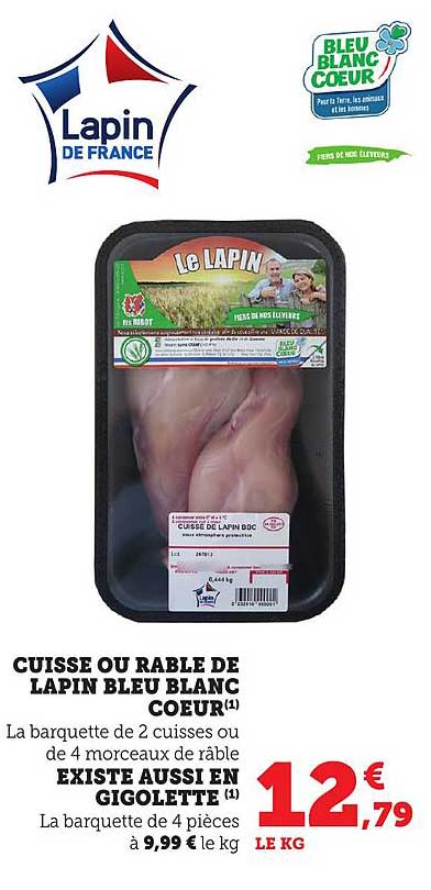 CUISSE OU RABLE DE LAPIN BLEU BLANC COEUR