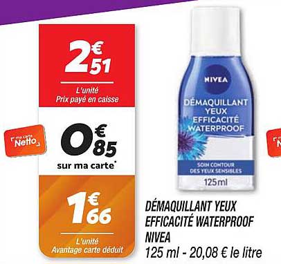 DÉMAQUILLANT YEUX EFFICACITÉ WATERPROOF NIVEA