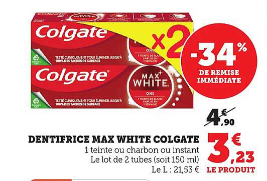 DENTIFRICE MAX WHITE COLGATE