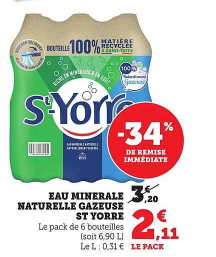 EAU MINERALE GAZEUSE ST YORRE