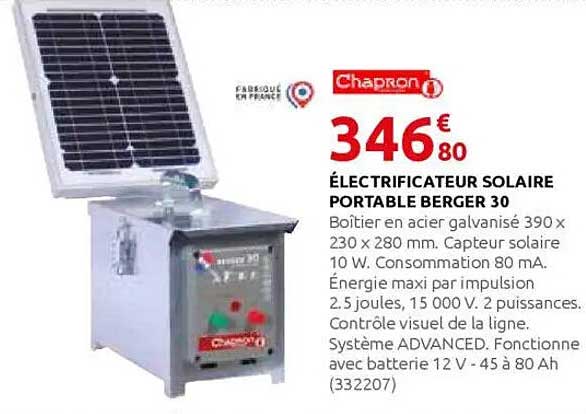 ÉLECTRIFICATEUR SOLAIRE PORTABLE BERGER 30