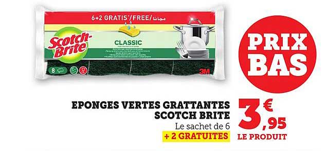 EPONGES VERTES GRATTANTES SCOTCH BRITE