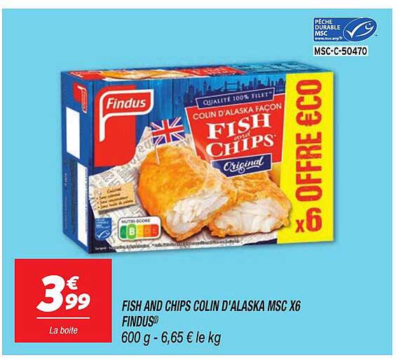 FISH AND CHIPS COLIN D'ALASKA MSC X6 FINDUS®