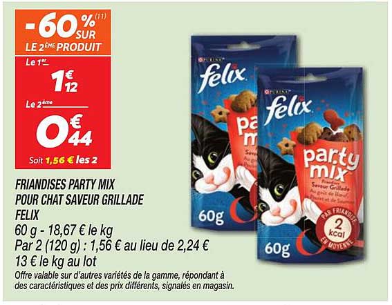 FRIANDISES PARTY MIX POUR CHAT SAVEUR GRILLADE FELIX
