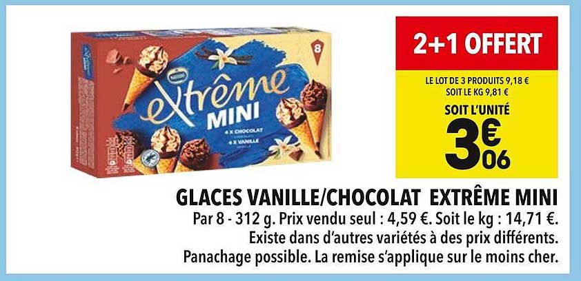 GLACES VANILLE/CHOCOLAT EXTREME MINI