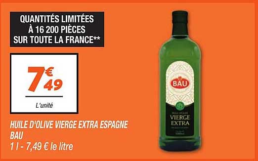 HUILE D'OLIVE VIERGE EXTRA ESPAGNE BAU