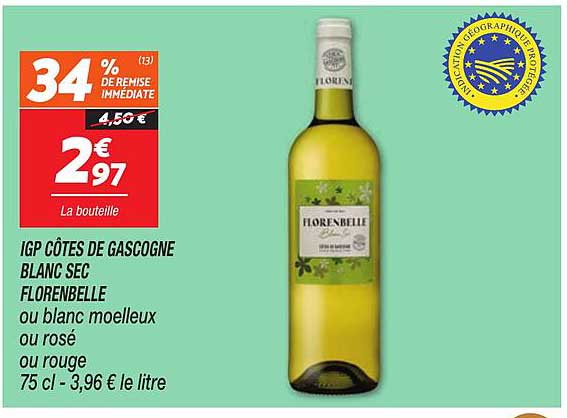 IGP CÔTES DE GASCOGNE BLANC SEC FLORENBELLE