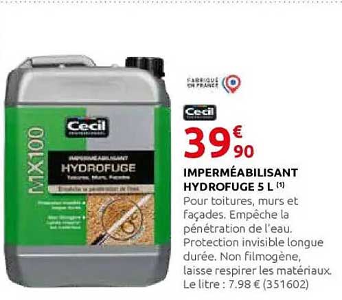 IMPERMÉABILISANT HYDROFUGE 5 L