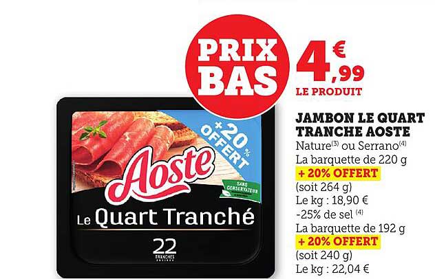 JAMBON LE QUART TRANCHÉ AOSTE