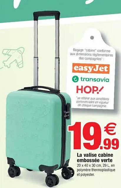 La valise cabine embossée verte