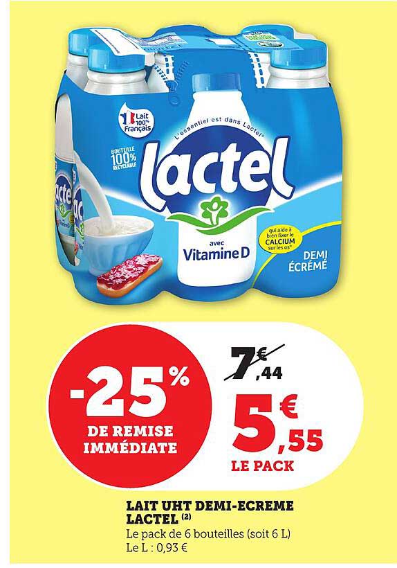 LAIT UHT DEMI-ÉCRÉMÉ LACTEL