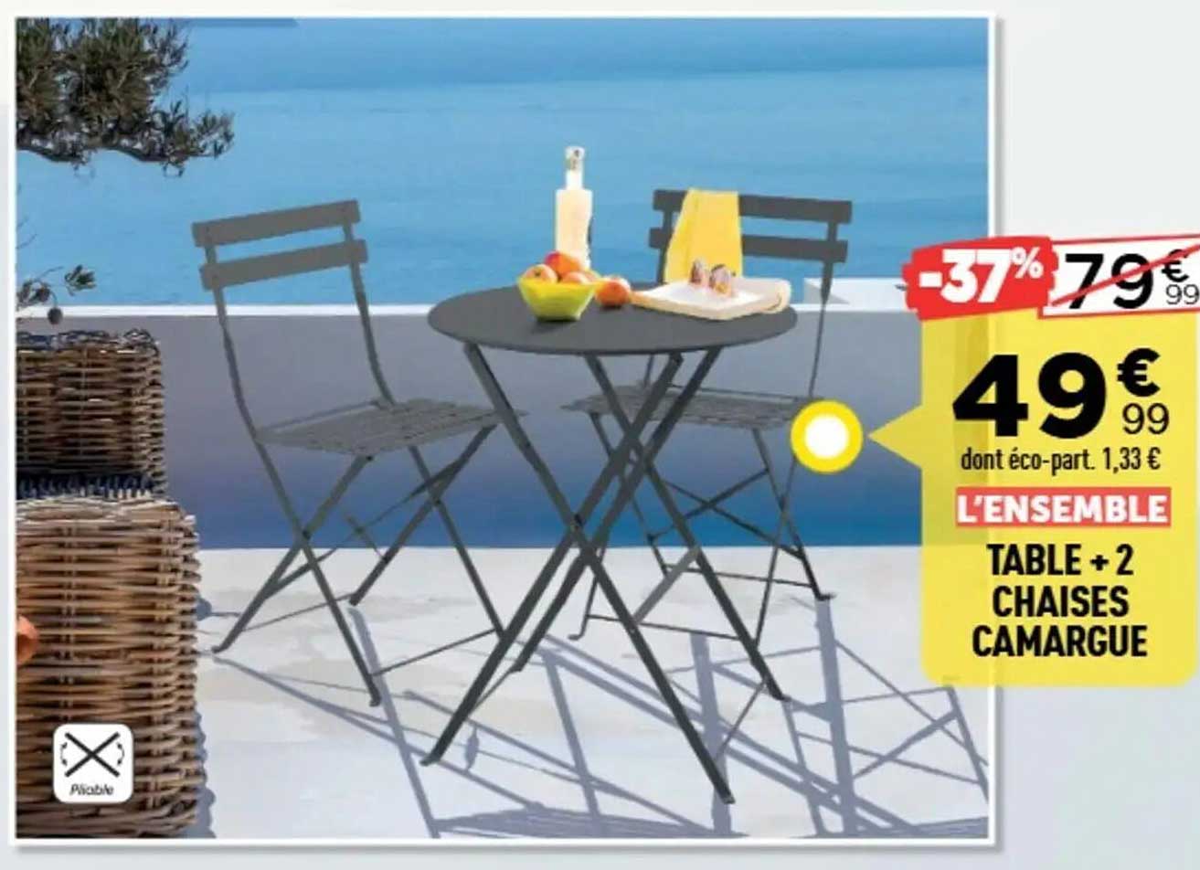 L’ENSEMBLE TABLE + 2 CHAISES CAMARGUE
