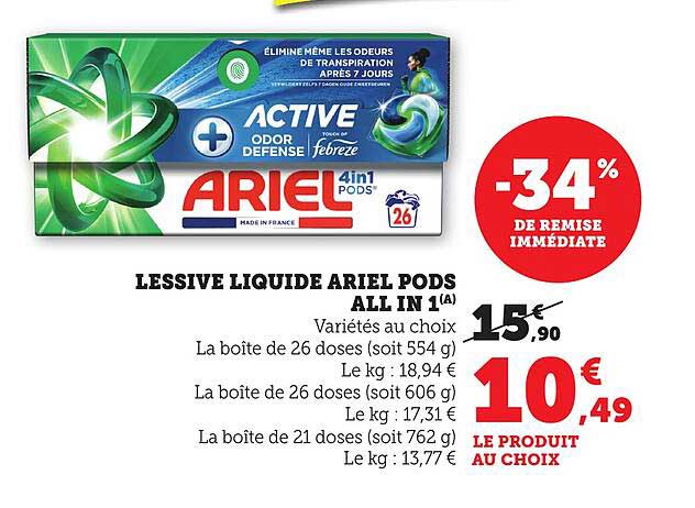 LESSIVE LIQUIDE ARIEL PODS ALL IN 1