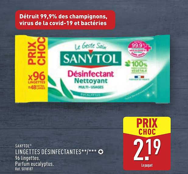 LINGETTES DÉSINFECTANTES SANYTOL