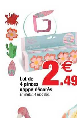 Lot de 4 pinces nappe décorés