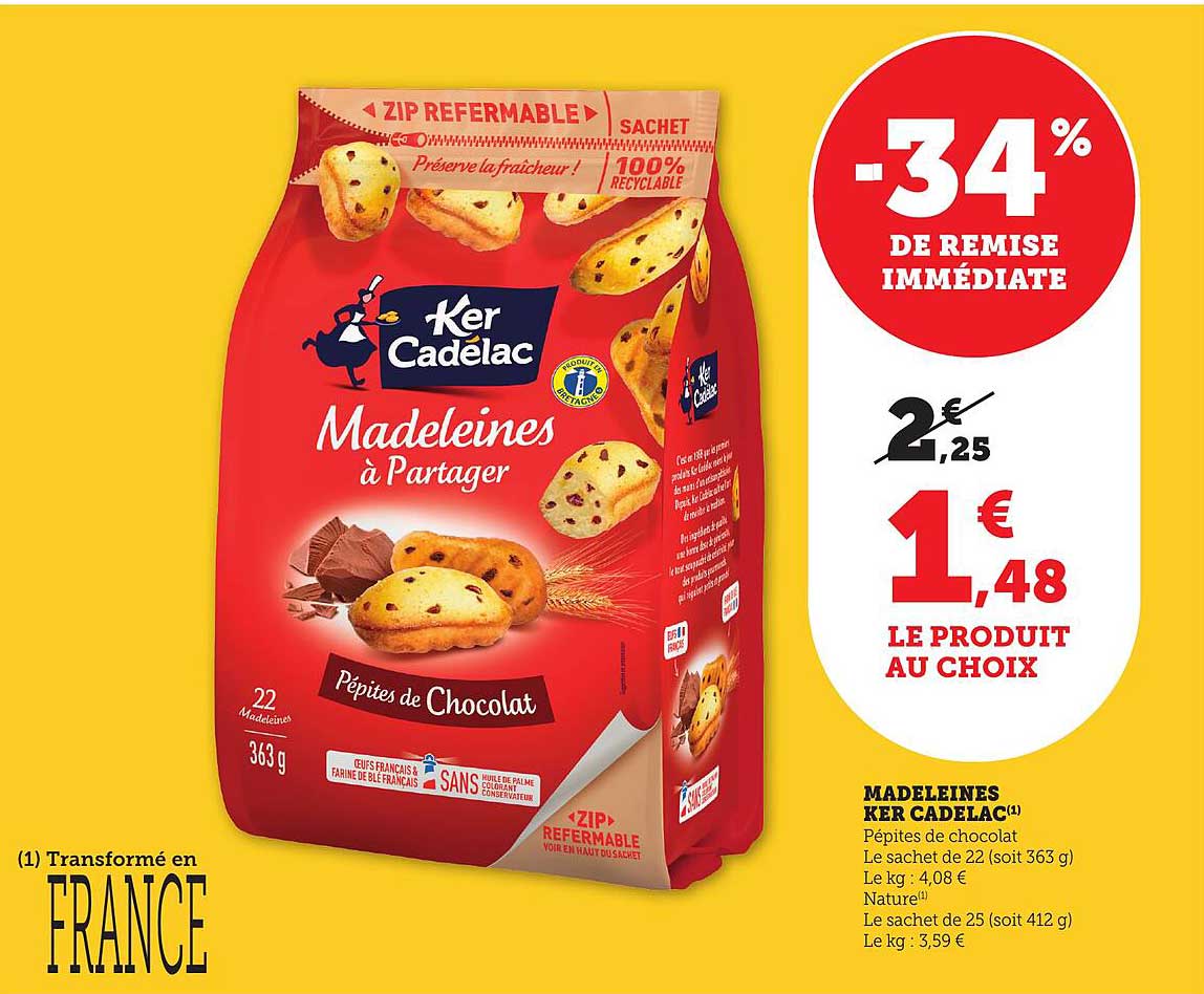 MADELEINES KER CADELAC Pépites de Chocolat
