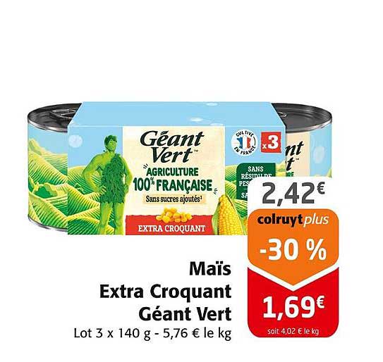 Maïs Extra Croquant Géant Vert