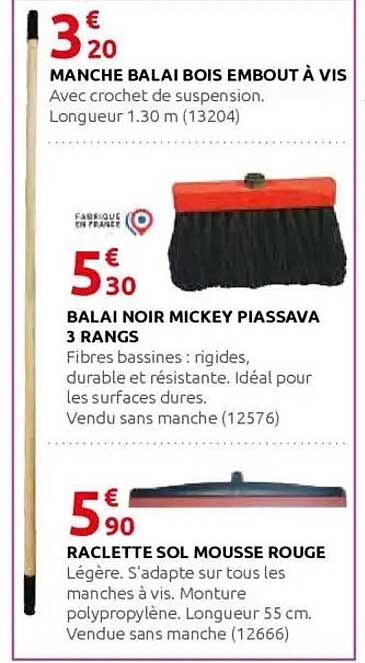 MANCH BALAI BOIS EMBOUT À VIS