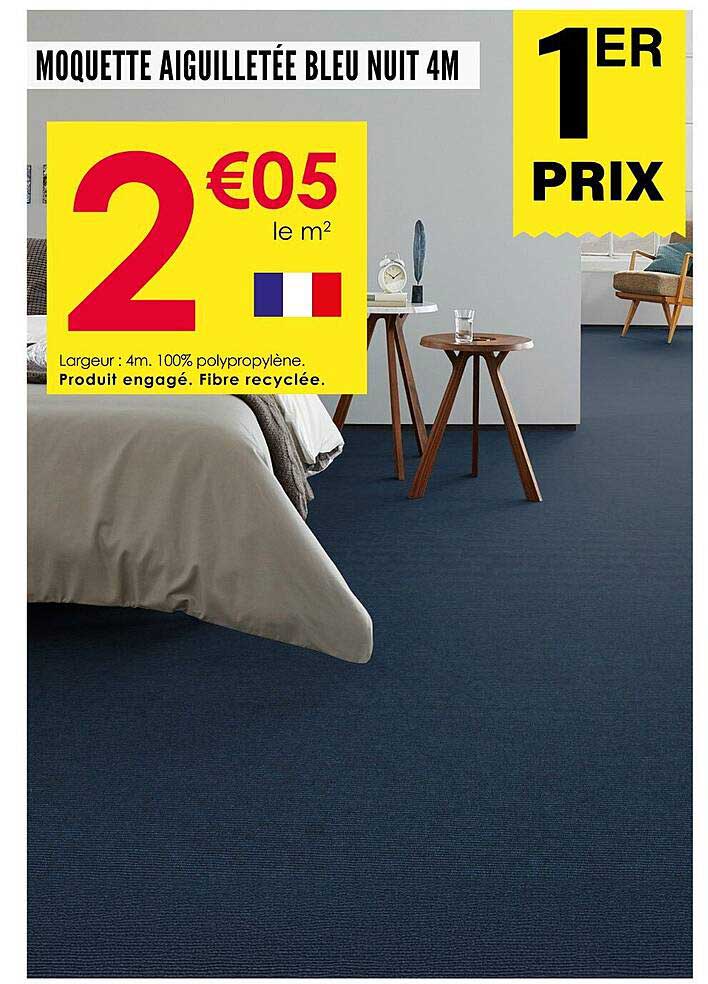 MOQUETTE AIGUILLETÉE BLEU NUIT 4M