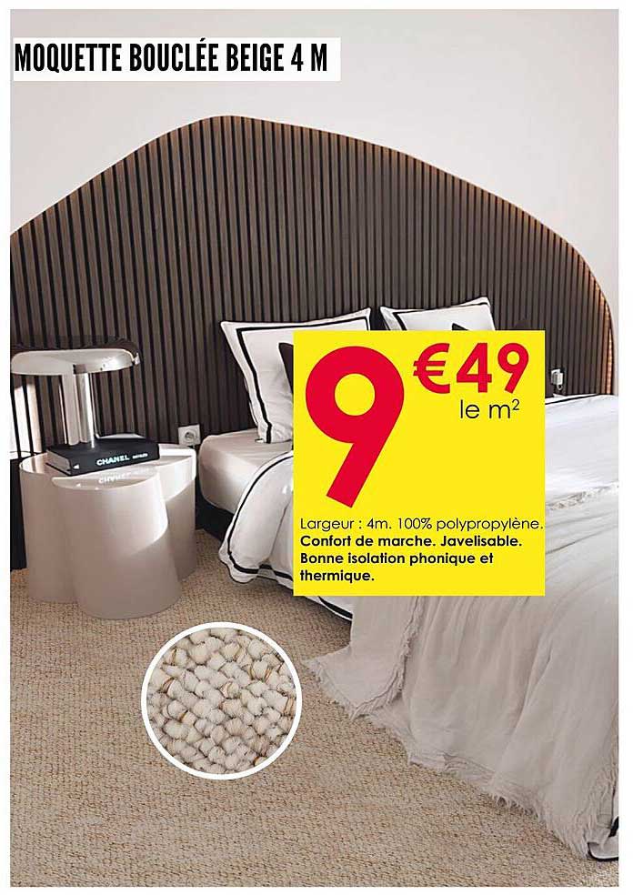 MOQUETTE BOUCLÉE BEIGE 4 M