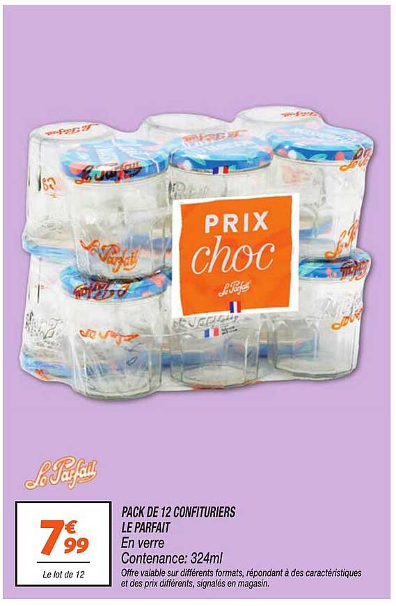 PACK DE 12 CONFITURIERS LE PARFAIT