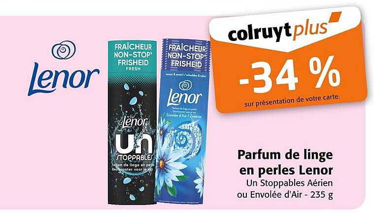 Parfum de linge en perles Lenor Un Stoppables Aérien ou Envolée d'Air - 235 g