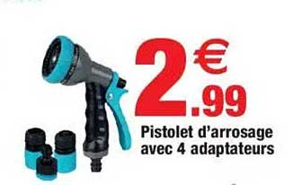 Pistolet d’arrosage avec 4 adaptateurs