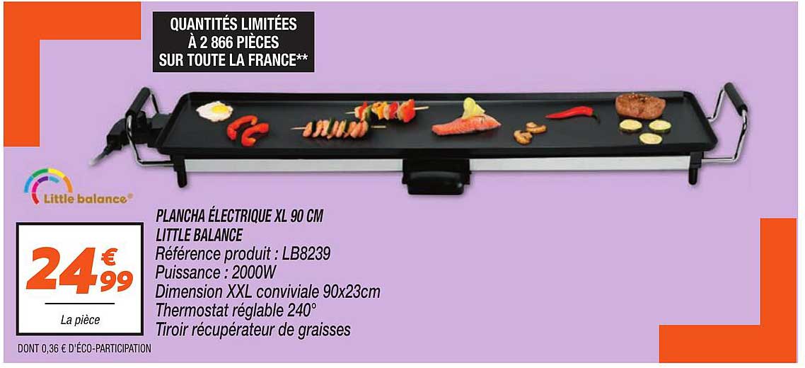 PLANCHA ÉLECTRIQUE XL 90 CM LITTLE BALANCE