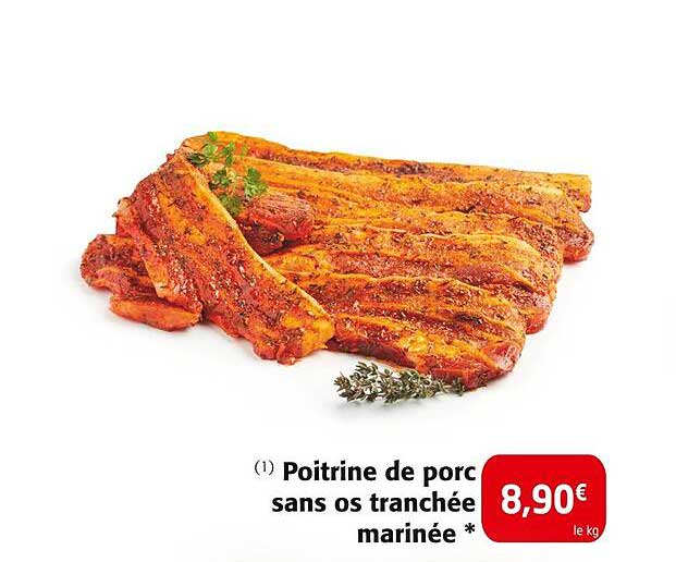 Poitrine de porc sans os tranchée marinée