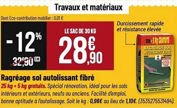 Ragrégage sol autolissant fibré